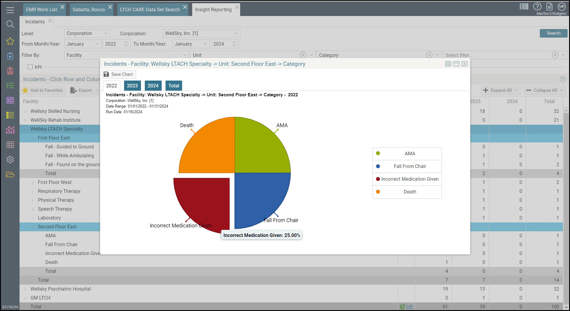 screenshot of WellSky Specialty Care for LTACH